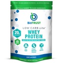 BioTrust Low Carb Lite, Low Calorie Protein Powder - Niskie węglowodany, Cukier wolny, Niski Sód, Keto Protein Powder - 20g Grass- Fed białka serwatki Izolacja z Enzymów Digestive - Unflavored, 14 Służenia