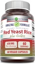 Amazing Supples Red Yeast Rice 600 Mg Plus Coq10 50 Mg Sign 124; Veggie Capsules Supplement Sign 124; Non-GMO Sign 124; Gluten Free Sign 124; Made in USA (60 Count)