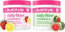 Belli Welli Daily Fiber Supplement Bundle - Lemoniada truskawkowa i arbuz - Collagen, Probiotyki i elektrolity dla zrównoważonego wellness - Odświeżające aromaty, 32 Służenie ogółem