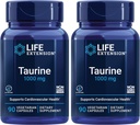 Przedłużenie życia Tauryna, Pure Tauryne Acid Supplement, Serce, Wątroba i Zdrowie mózgu, Długotrwałość, Mięśnie i Ćwiczenia, 1000 mg dawka, Nie-GMO, Gluten- Free - Dwa opakowania - 90 Kapsułki wegetariańskie x 2