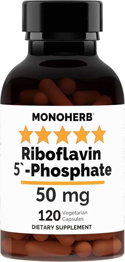 MONOHERB Riboflavin 5 '-fosforan 50 mg - 120 Kapsułki wegetariańskie - Bioaktywna witamina B2