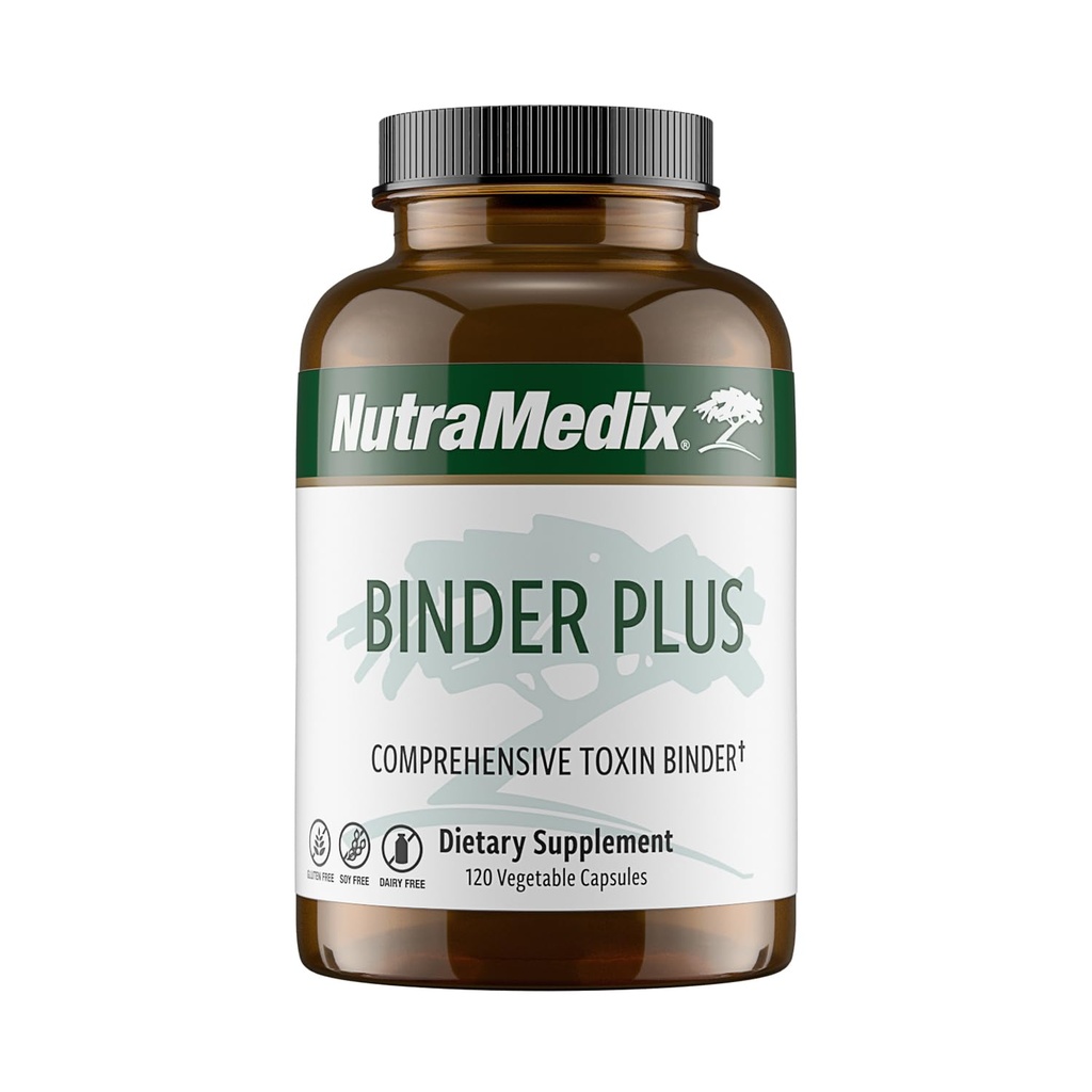 NutraMedix Binder Plus - Kompleksowy Toxin Binder & Body Detoxifier - Prebiotyczne przeciwutleniacze Wsparcie + Inulina, Bentonit, Aloe Vera, Węgiel aktywowany, Minerały Fulvic & Chitosan (120 kapsułki)