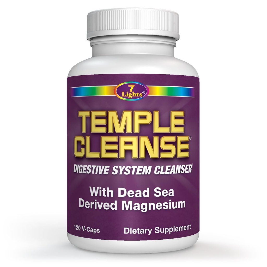 Temple Cleanse 120 Kapsułki 124; Oxygen & Dead Sea Magnezu Colon Cleanse Detox, Fast- działająca łagodzenie zaparcia, bez gazu / wzdęcia, Wegański gluten- wolne od trawienia Cleanse, Delikatne na żołądku dla kobiet i mężczyzn
