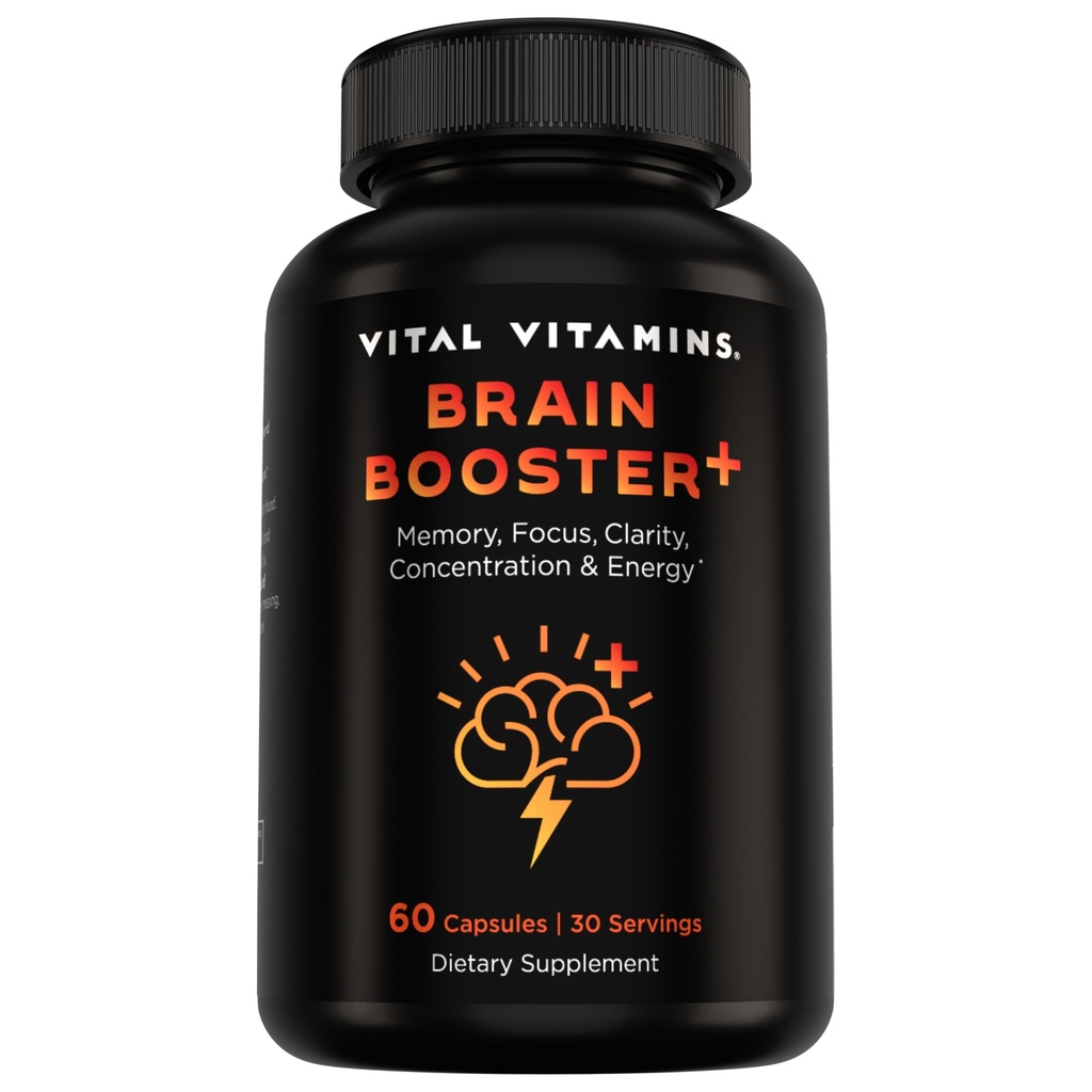 Vital Vitamin Nootropic Brain Supplement Plus - dla pamięci, ostrości, koncentracji, energii neuro, klarowności - z grzybów grzybkowych Lwa - 60 Kapsułki