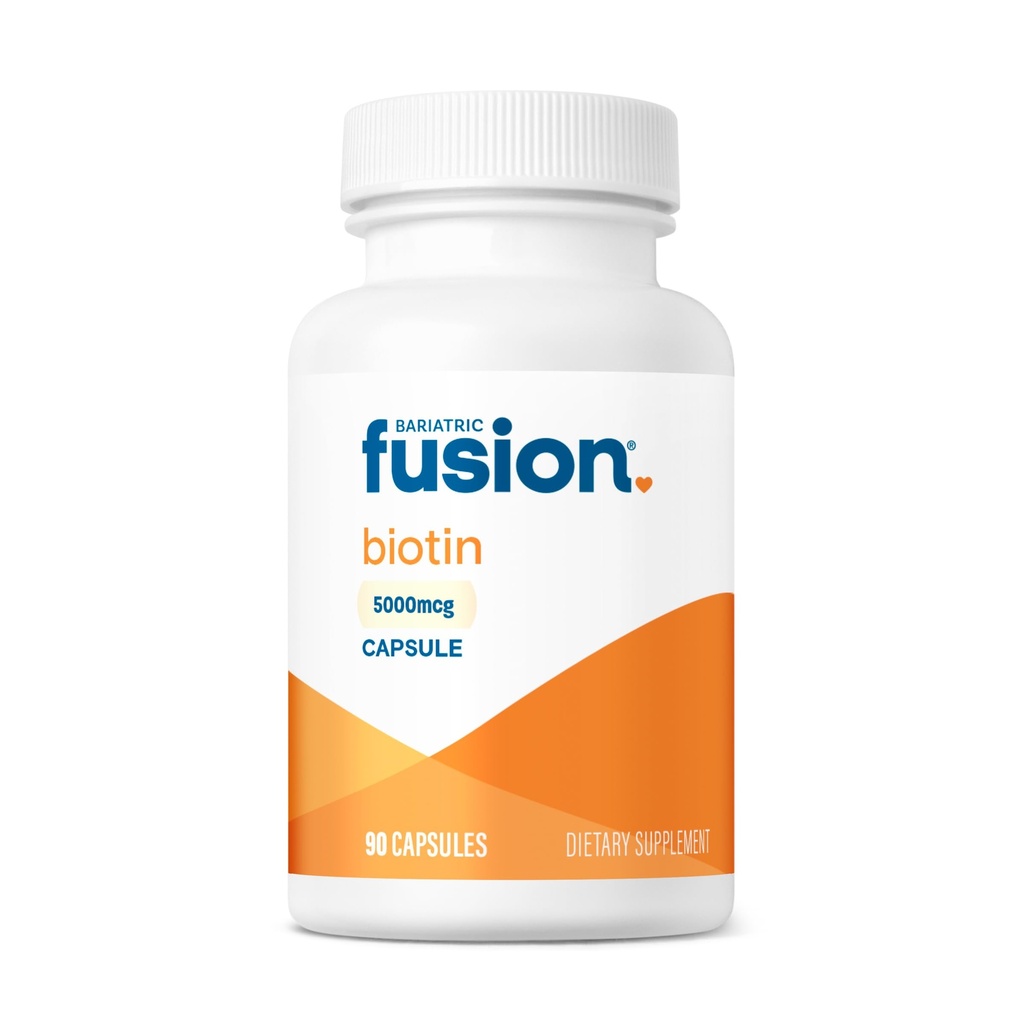 Bariatric Fusion Biotin 5000mcg Witamina Witamina 124; Łatwa do połknięcia kapsułki Suplement biotiny dla wzrostu włosów 124; 90 Hrabia 124; 3 Dostawa miesiąc