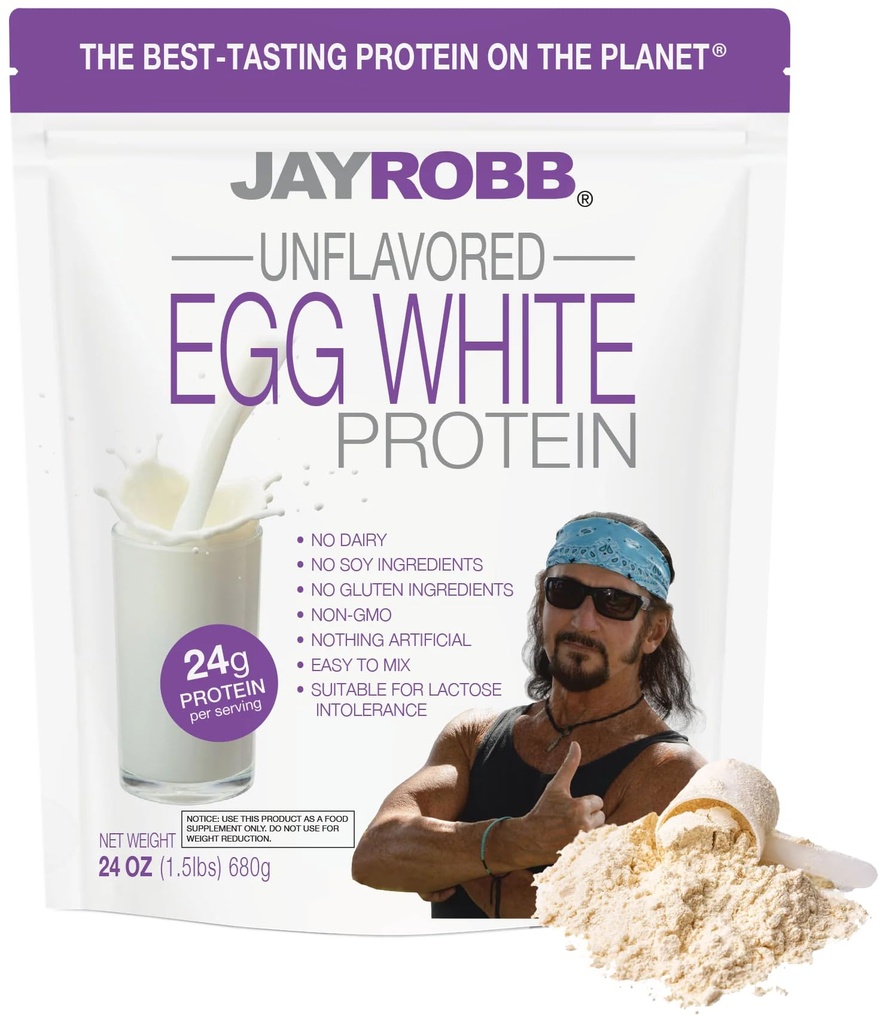 JAYROBB Unflavored Egg Białego białka 24 oz, 1,5 Pound Bag