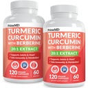 5- in-1 Organic Turmeric Curcumin Supplement (4210mg) z Berberiną, Ceylon Cynamon Bioperine i Ginger Supplements for Joint, Serce, Gut, & Wsparcie Metaboliczne (120 ct) (Opakowanie 2)