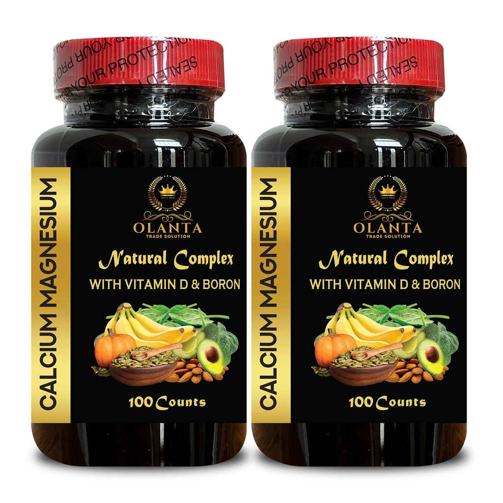 Calcium Magnesium Complex - Calcium Magnesium & Boron, Muscle & Immune Support Nerves, Multi Minerals Blend, Vitamin D3 for Bone, Manganese Citrate, Minerals for Bone Support - 2 Bottles 200 Capsules