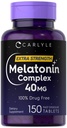 Carlyle Melatonin 40mg Complex Pentagon 124; 150 Szybko Rozpuścić tabletki 124; Dodatkowe wsparcie siłowe 124; z Ashwagandha i Rumianek 124; Wegetarianin, Non-GMO, Gluten suplement