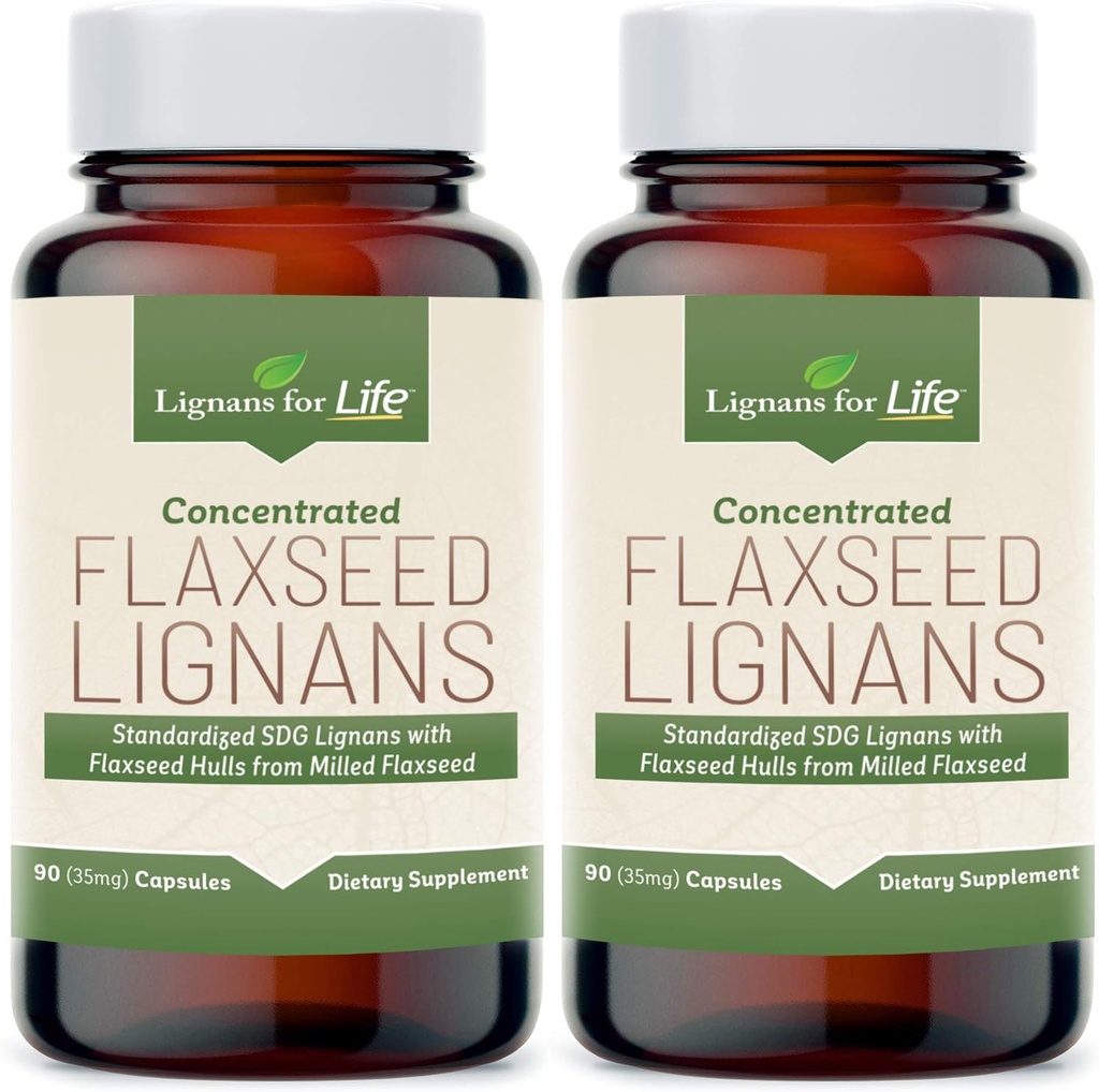 Lignans For Life Flaxseed Lignans for Dogs + SDG - Omega 3 Kwasy tłuszczowe, Wysokie przeciwutleniacze włókniste pomagają poprawić połysk Coat, Lignans Digestive & Heart Health, 35mg, 90 Kapsułki z nasion lnianych, 2 opakowania