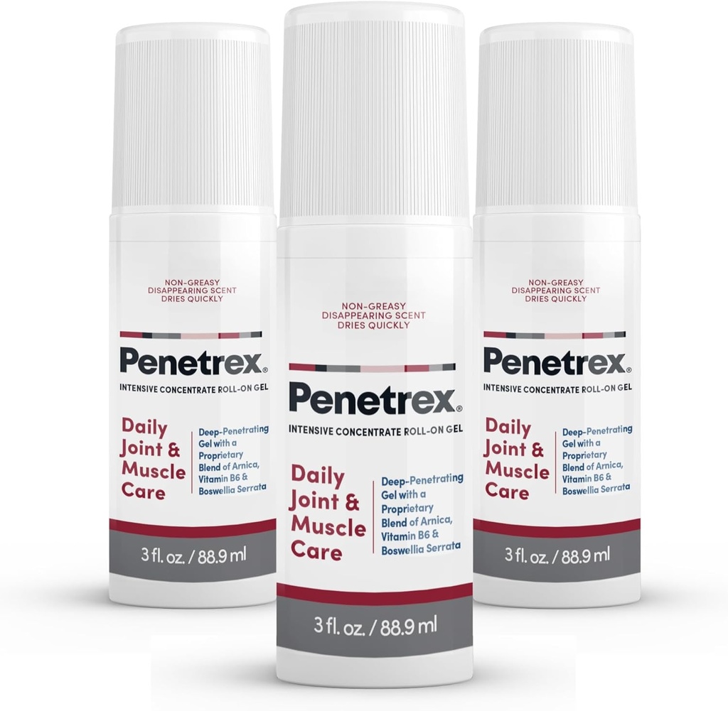 Penetrex Joint & Muscle Therapy - Soothing żel dla pleców, szyi, rąk, stóp - Premium Whole Body Rub z Arnica, Witamina B6 & MSM - 3oz Roll On Gel (3- Pack)