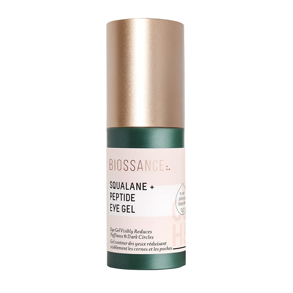 Biossance Squalane + Peptide Eye żel - Ultra- Hydrating pod kremem do oczu - Redukuje pufiness & Dark Circles - Eye Wrinkles Naprawa Moisturizer - Anti Aging & Hydrating, dzień i noc krem - 0.5oz