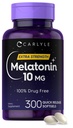 Carlyle Melatonin 10mg Xiv 124; 300 Softgels Xiv 124; Dodatkowe wsparcie siłowe dla dorosłych Xiv 124; Non-GMO, Gluten