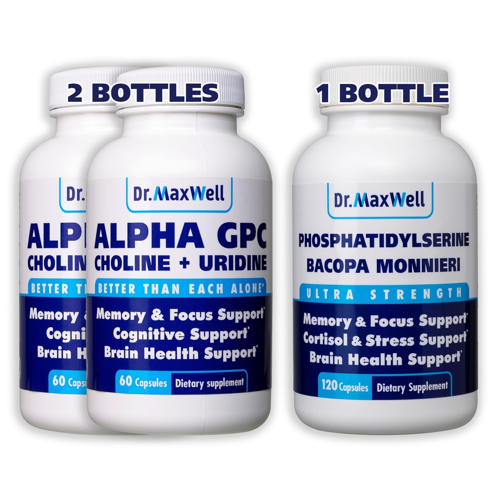 Alpha GPC & Uridine 2X 60 kapsułki + fosfatydyloseryna & Bacopa 1x 120 kapsułki, 2 miesiące dostawy