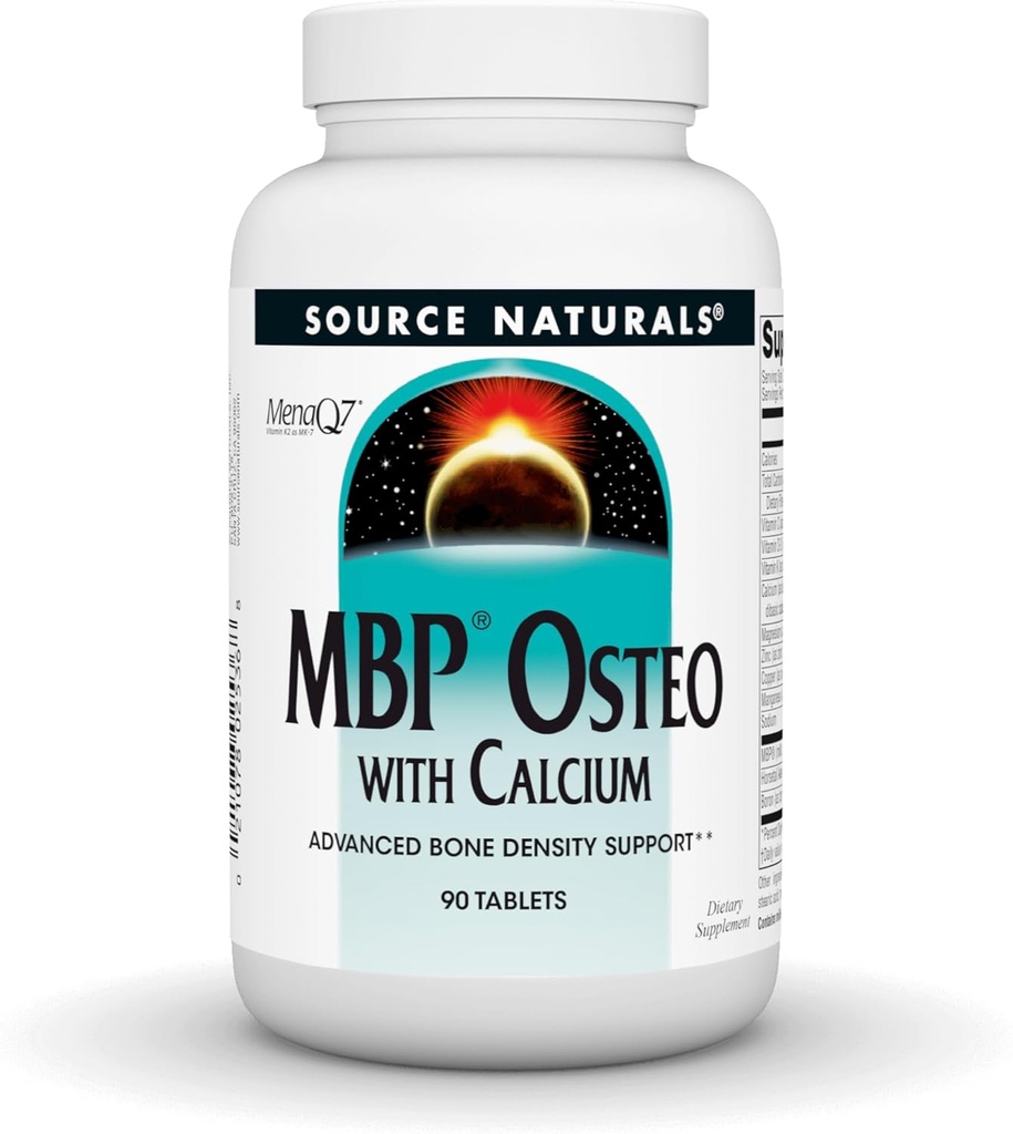 Źródło Naturals MBP Osteo z wapniem, zaawansowane wsparcie gęstości kości *, 90 tabletek