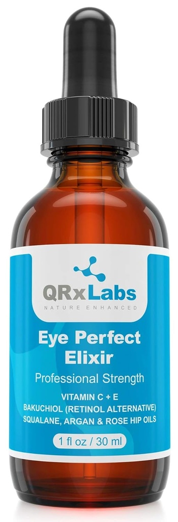 Eye Perfect Elixir - Z Bakuchiol (Retinol Alternatywny), Czysty Argan i Oleje Rosehip, Squalane, Witamina C & E - Najlepsze Anti- Starzenie Serum leczenia worków, Puffiness, Zmarszczki, Stopy Kruka