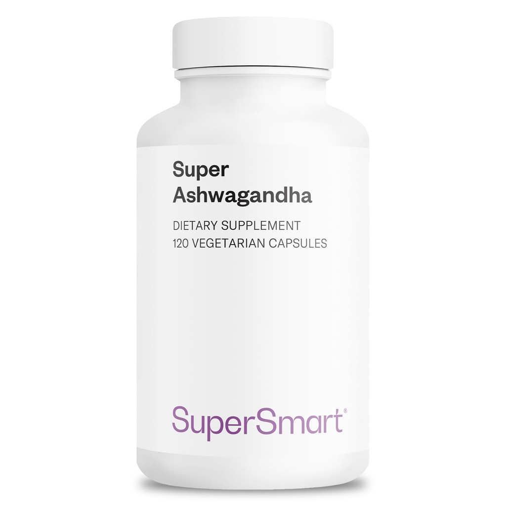 SuperSmart Super Ashwagandha 600mg na dzień (Opatentowany) - KSM- 66 Ashwagandha - Wysoka potencja 5% Withanolides 124; Non-GMO & Gluten Free - 120 Kapsułki wegetariańskie