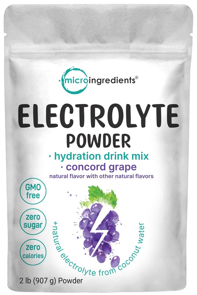 Micro Składniki Hydration Electrolyte Proszek, 2 lb (139 Służenie) 124; Concord Grape Flavor 124; Wysokie Potas (1000 mg) + Kokosowy Woda 124; Brak cukru, Keto Przyjazny 124; Nie-GMO