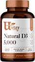 Utzy Naturals D3 5000 IU 124; Witamina D Cholekalcyferol 124; Made in USA 124; Trzecia strona Tested 124; 60 Kapsułki