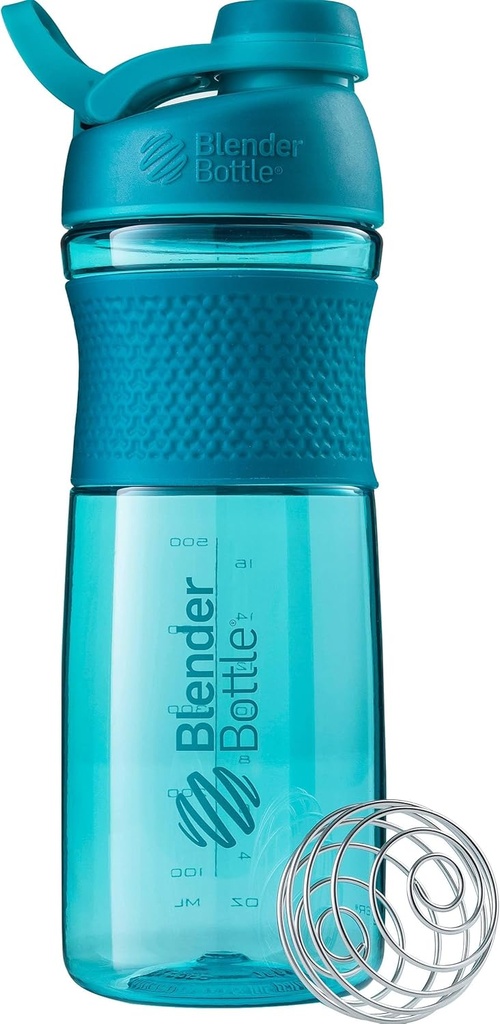 BlenderBottle SportMixer Shaker Butelka Perfect for Protein Shakes and Pre Workout, 28- Ounce, Teal