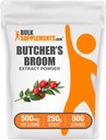 BulkSupplements.com Butcher 's Broom Extract Powder - Butchers Broom, Herbal Supplement - Vegan & Gluten Free, 500mg na jedną usługę, 250g (8.8 oz) (Opakowanie po 1)