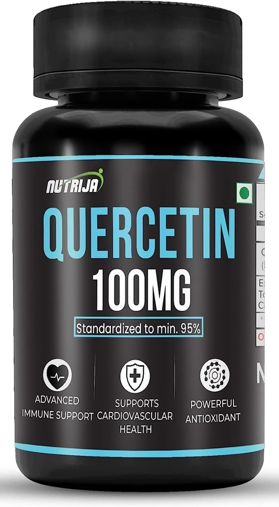 Quercetin 100 mg kapsułki - Standaryzowane do 95% kapsułki 124; Wysoko oczyszczony i biodostępny suplement suplement suplementu 124; Naturalne bio-flawonoidy i silne przeciwutleniacze (30 kapsułek)