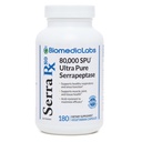 Serra- RX 80 000 SU Serrapeptaza - Acid- Restant Proteolitic Systemic Enzym, Non- GMO, Gluten Free, Wegan, Wspiera Sinus & Lung Health, 180 Kapsułki Veg