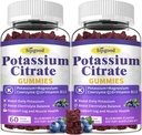 2 Pack Potassium Citrate Gummies, Potassium Supplement for Muscle Health, Leg Cramp Relief & Electrolyte Balance, Vegan, Non-GMO, Gluten-Free, Blueberry Flavor, 120 Count