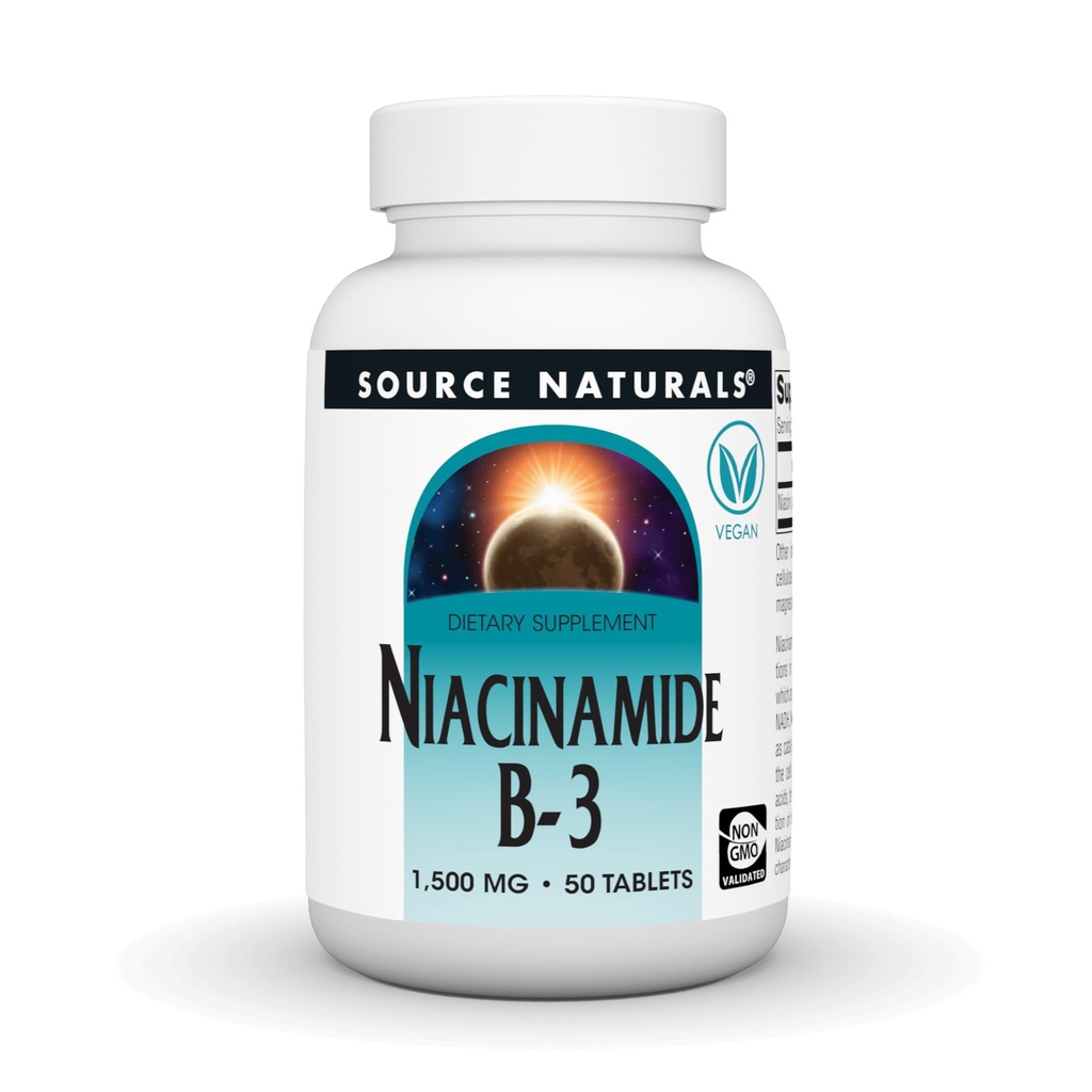 Źródło Naturals Niacinamide B-3, 1500 mg Suplement diety - 50 tabletek
