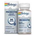 SOLARAY Mycrobiome Probiotic Colon Formula, Wegan, Funkcje trawienne, Colon Health, i wsparcie systemu immunologicznego, 50 Miliard CFU, 18 Szczeliny, Inulina prebiotyczna, 60- Day Guarantee, 30 Sługi, 30 VegCaps