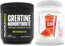 Monowodzian NutraBio Creatine, nieflaworyt, (150 g) i izolat białka z zielonej serwatki, suplement Bundle - Energia mięśniowa, maksymalny wzrost, odzysk i siła