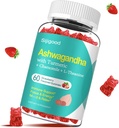 Ashwagandha Gummies with L-theanine, Ashwa Root Supplement Gummy for Women Men, 60 Strawberry Flavored Gummies