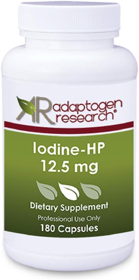 Jod - HP 12,5 mg XI124; kompleks jodu o dużej mocy 124; Jodek sodu potasu Jodek 124; 180 Kapsułki wegetariańskie XI124; Badania adaptacyjne