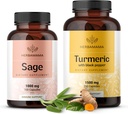 Zestaw HERBAMAMA Sage and Turmeric Kit - Zestaw 1000 mg Sage Leaf & Turmeric Curcumin kapsułki - Vegan, Non-GMO, Żelatyna - 2 opakowania