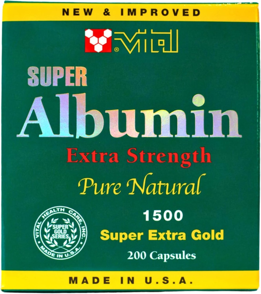 Nowy i ulepszony Super Albuminy Złoto Extra Strenth 1500 mg 200 Kapsułki