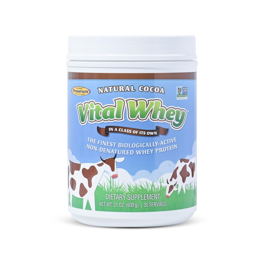 Białko serwatki paszowej proszek dla immunologicznej witalności, naturalny Cocoa 600g (30 Sług), 15 g białka na serw, Witalna serwatka, Czysty holistyczny, Wellness Nutrition