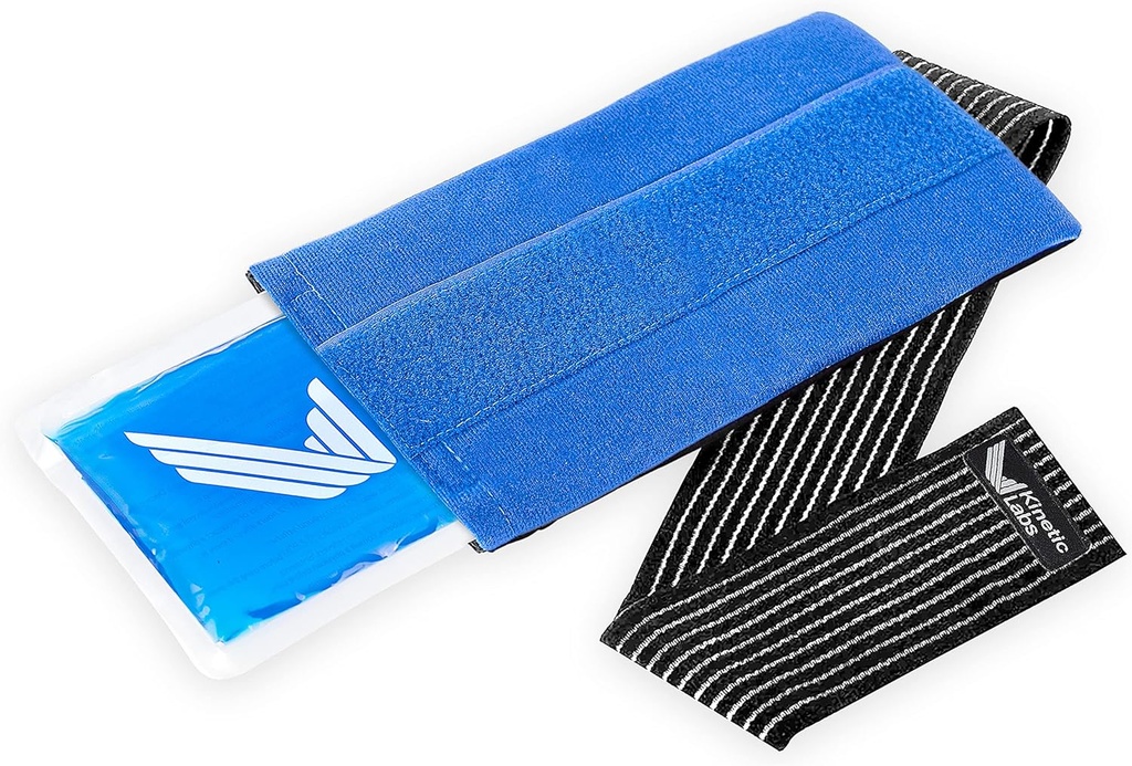 Pakiet na lód wielokrotnego użytku dla urazów z opakowaniem przez Kinetic Labs - Hot and Cold Pack dla urazów z pasem - Pasek na lód dla Hip Back Shoulder Neck Head Chirurgia kolana (Duży)
