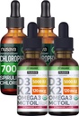 NUSAVA Truskawkowe smażone D3 K2 Krople i Chlorophyll Krople płynne Bundle - Pothent Liquid Vitamin for Heart, Joint, Energia, & Wsparcie immunologiczne - Non-GMO, Gluten- Free, 2pk Każdy