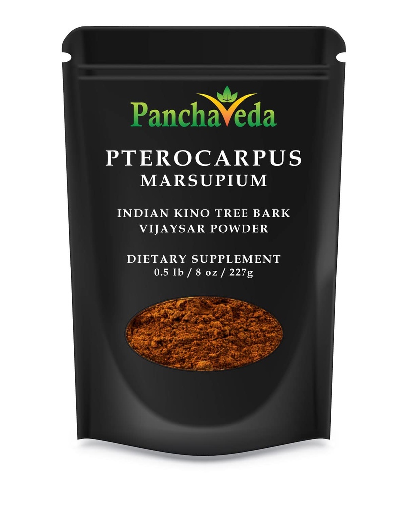 Ayurveda Pterocarpus Marsupium Powder (227g / 8 oz) Vijaysar Powder, Bijasar Churna, Indian Kino Tree Wild Crafted, Gluten Free, Laktoza Free, GMO Free, Pure Herbal Suplement diety.
