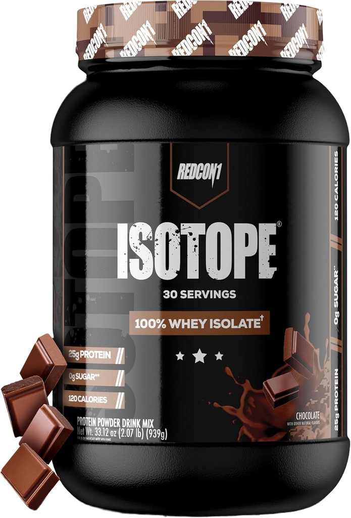 REDCON1 Izotoksyna 100% Izolat serwatki, Czekolada - Keto Friendly Serwatka Protein Powder - Niskie węglowodany + Zero Dodany izolat białka serwatki - Keto Protein Powder (30 Słupki)