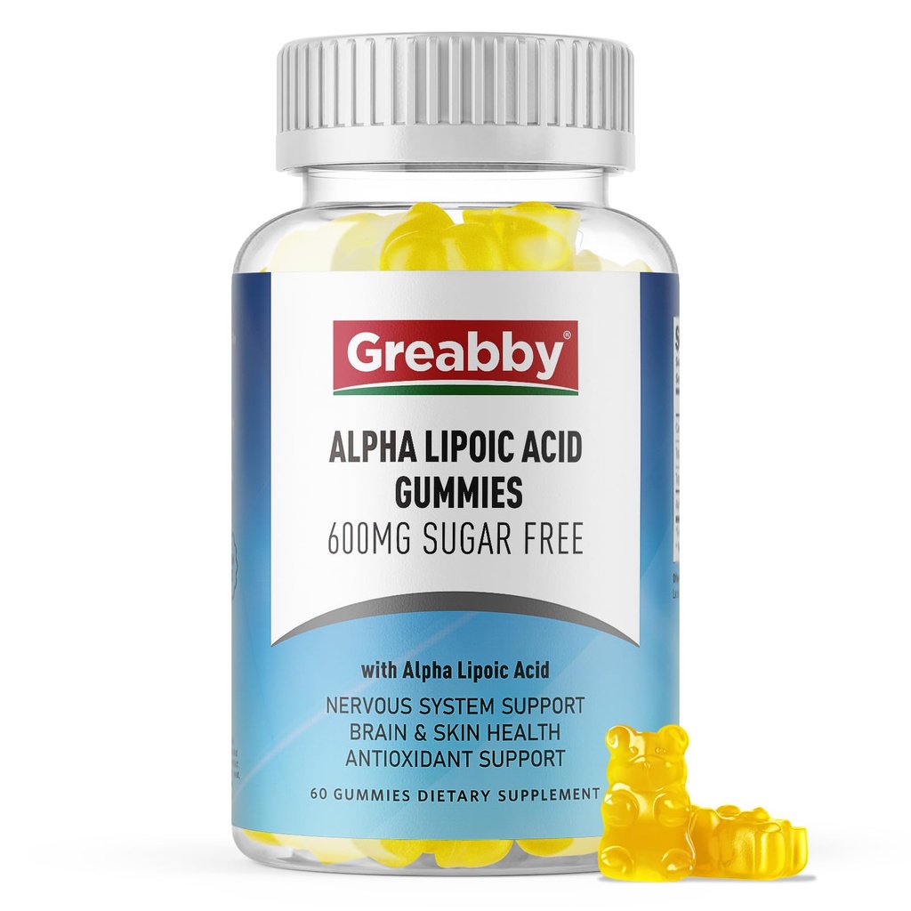 Alpha Lipoic Acid 600mg Gummies, Sugar Free Chewable R Lipoic Acid Supplement for Antioksydant & Nerwowy System Support, Brian & Skin Health, Flavor ananasowy, 60 Count