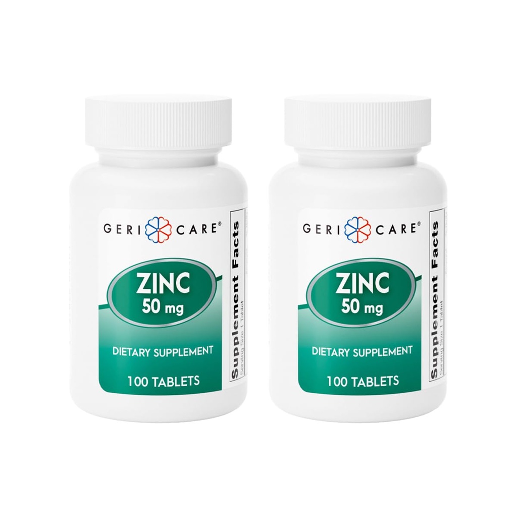 Tabletki siarczanu cynku 50mg przez Geri- Care 124; Suplement diety 124; 100 Butelka liczenia, 2- Pack