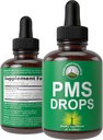 PMS Relief 9- in-1 Liquid Drops Supplement. 9 Ziołowe składniki do wsparcia okresu skurcze Ból dla kobiet. Wegańskie, Zero Sugar Vitamin z ekologicznych jagody Chaste, Cramp Bark, Yam Root, Nettle Leaf
