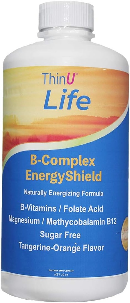 EnergyShield Liquid B- Witamina Complex, 32 oz, All B Witaminy, których potrzebujesz, anty-stres, Immunitet, Wsparcie układu immunologicznego, Energia, Folate, Niacyna, Wsparcie krwi