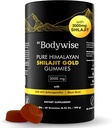 Bądź Bodywise Pure Himalayan Shilajit Gummies Gold I Lab Tested I No Added Sugar I Ashwagandha, Gokshura Birth124; Kwas Fulvic & 85 + Minerały śladowe I dla mężczyzn, Kobiety I Non-GMO I 100% Natural & Organic I 60 Gummy