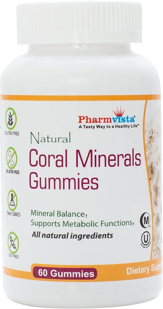Koralowe Gummie Wapnia z Minerałów śladowych - Smaczne, Wegańskie, Gluten Free Gummies z Natural Wapń & Witamina D3, 60
