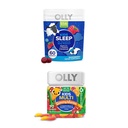 OLLY Kids Sleep Gummy, Melatonin, L Theanine, Rumianek, 60 Count and Kids Multivitamin Gummy Worms, Vitamin A C D E Bs Cynk, 70 Count