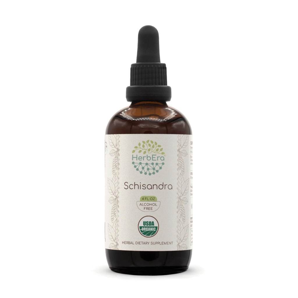 HerbEra Schisandra B120 USDA Organic Tincture Orange 124; Alcohol- Free Extract, High- Pottency Herbal Drops, Liquid Supplement Equipment 124; Certified Organic Schisandra (Schisandra Chinensis) Dried Berry (4 oz)