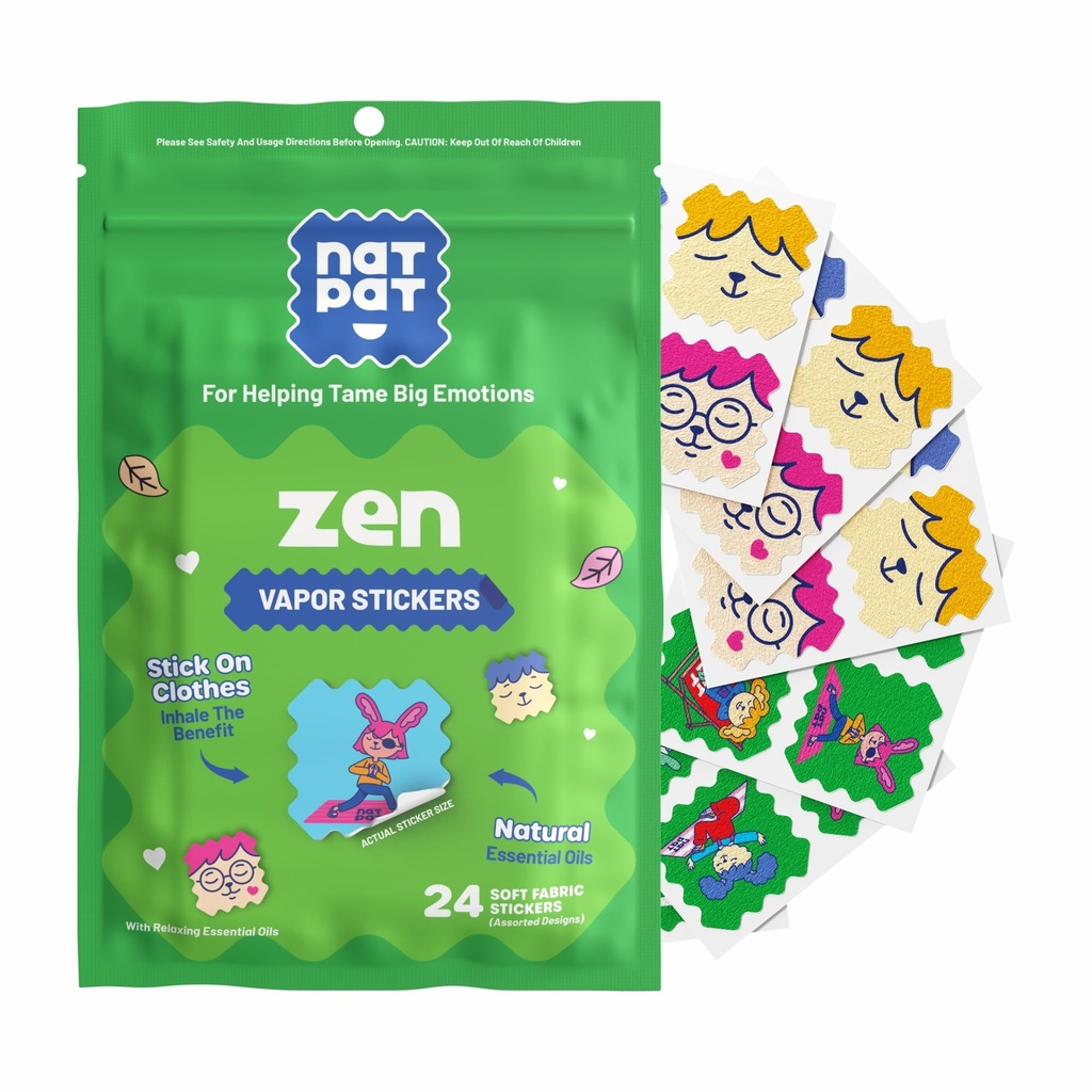 NATPAT Zen Patch Mood Naklejki uspokajające dla dzieci i dorosłych - Chemical and Drug Free, Mood Support for Relaxation, Calm and Emotion Regulation - BuzzPatch Natural Patch (24 Pack)