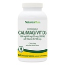 NaturesPlus Cal / Mag / VIT D3 z witaminą K2- 60 Tabletki do żucia - Czekoladowy aromat - Wapń, Magnez, Witamina D3 & K2 Suplement do Zdrowia Kości - 30 Służenia